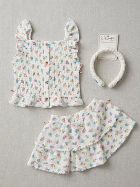 CONJUNTO FALDA FLOREADO 3 PIEZAS