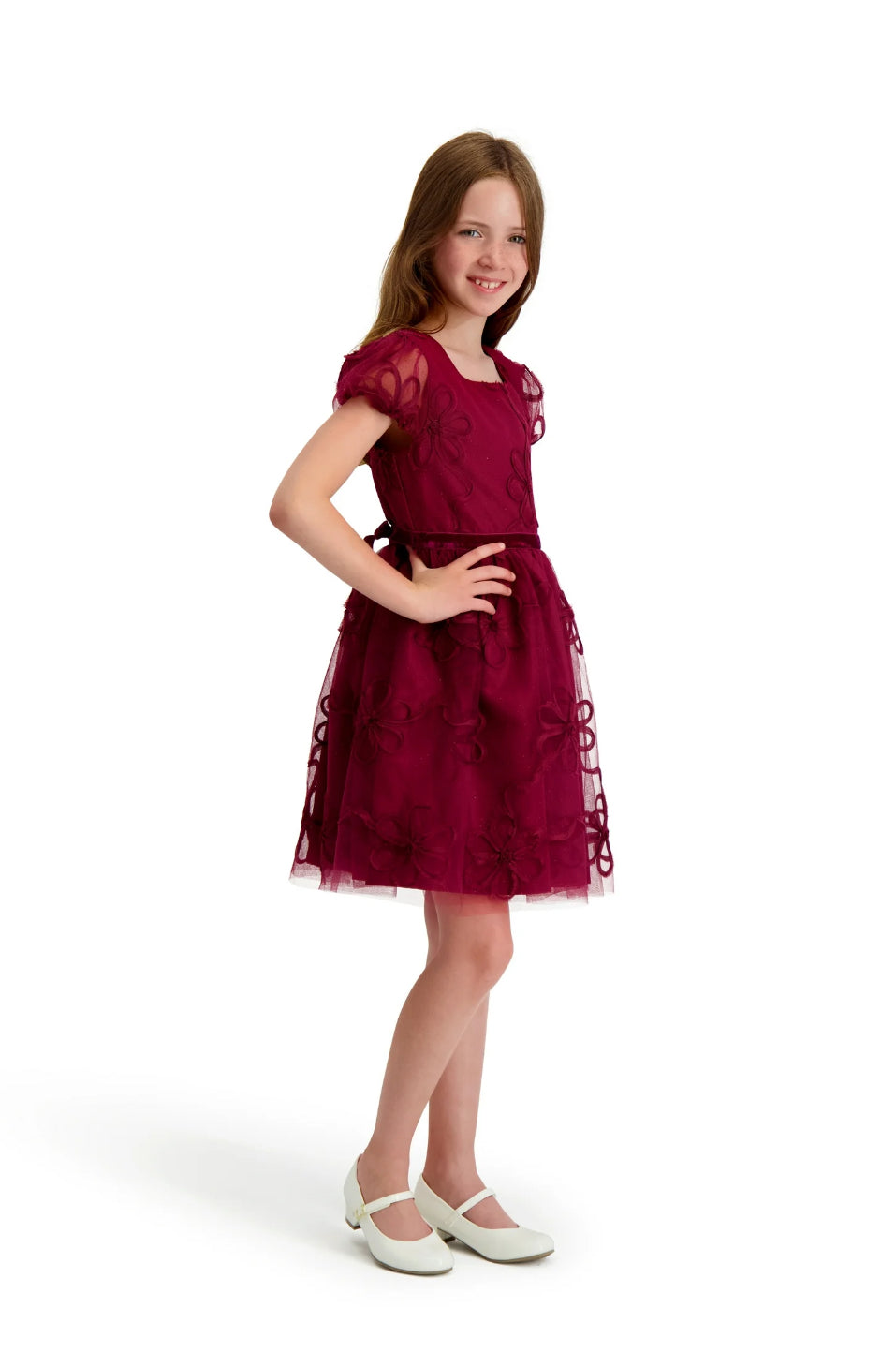 Vestido Kensie Rojo Vino y Blanco