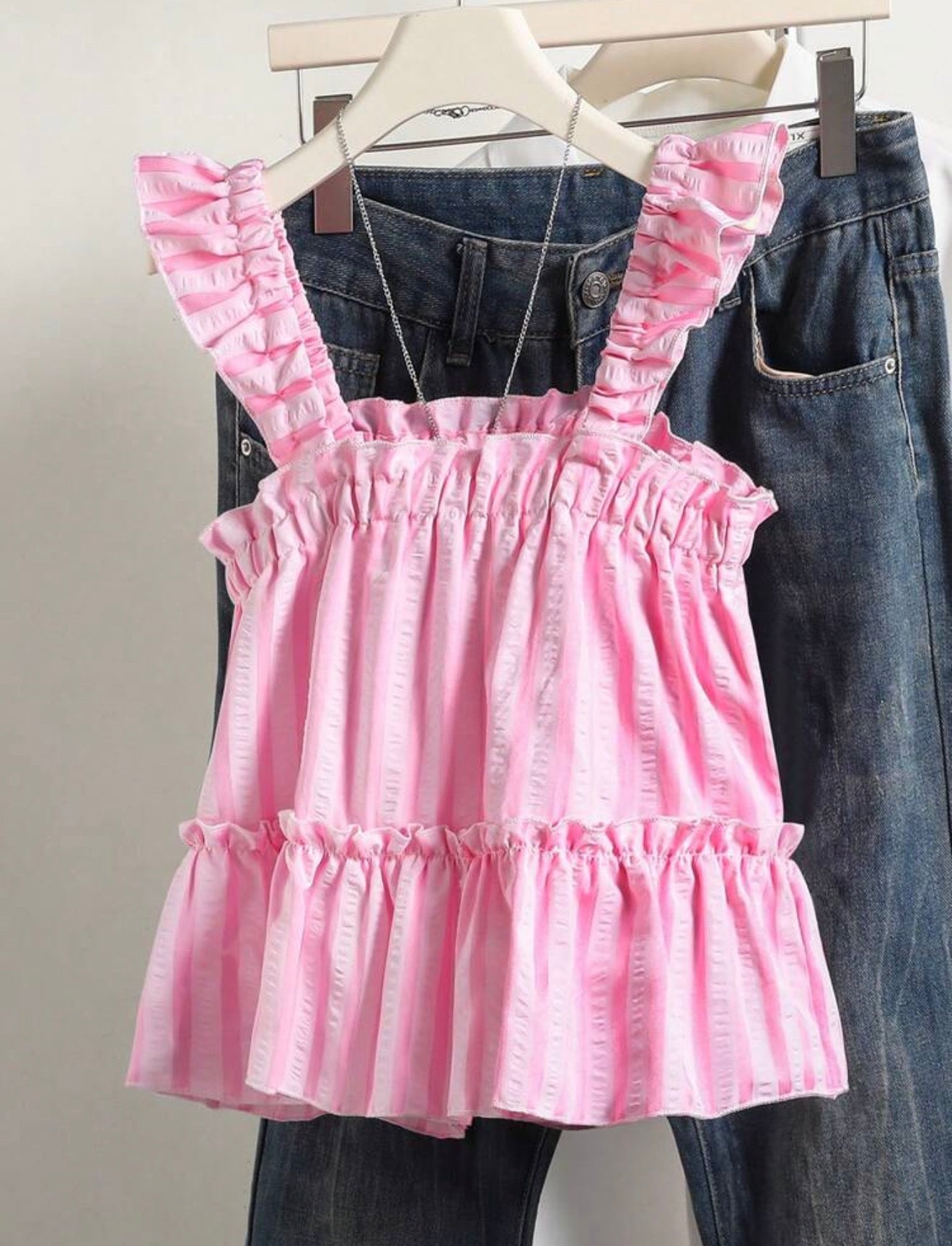 Blusa rosada rayada tirantes