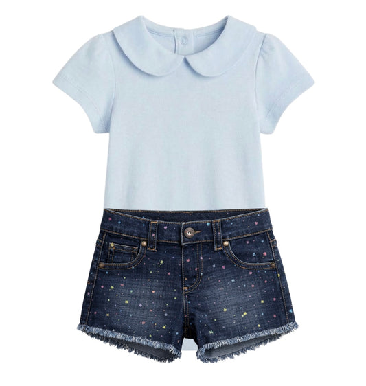 Conjunto bebé mameluco y short