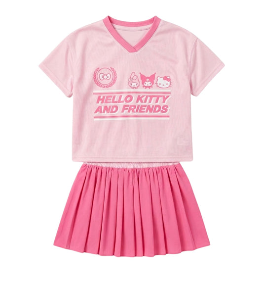 CONJUNTO DEPORTIVO FALDA SHORT HELLO KITTY ROSA