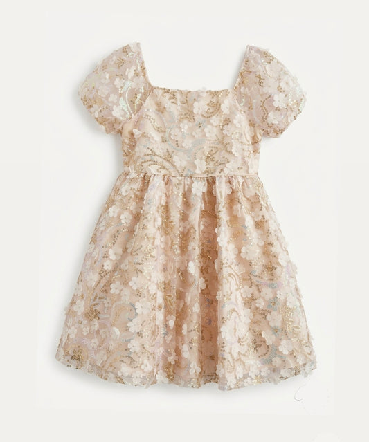 VESTIDO PRINCESA FLOREADO ROSA