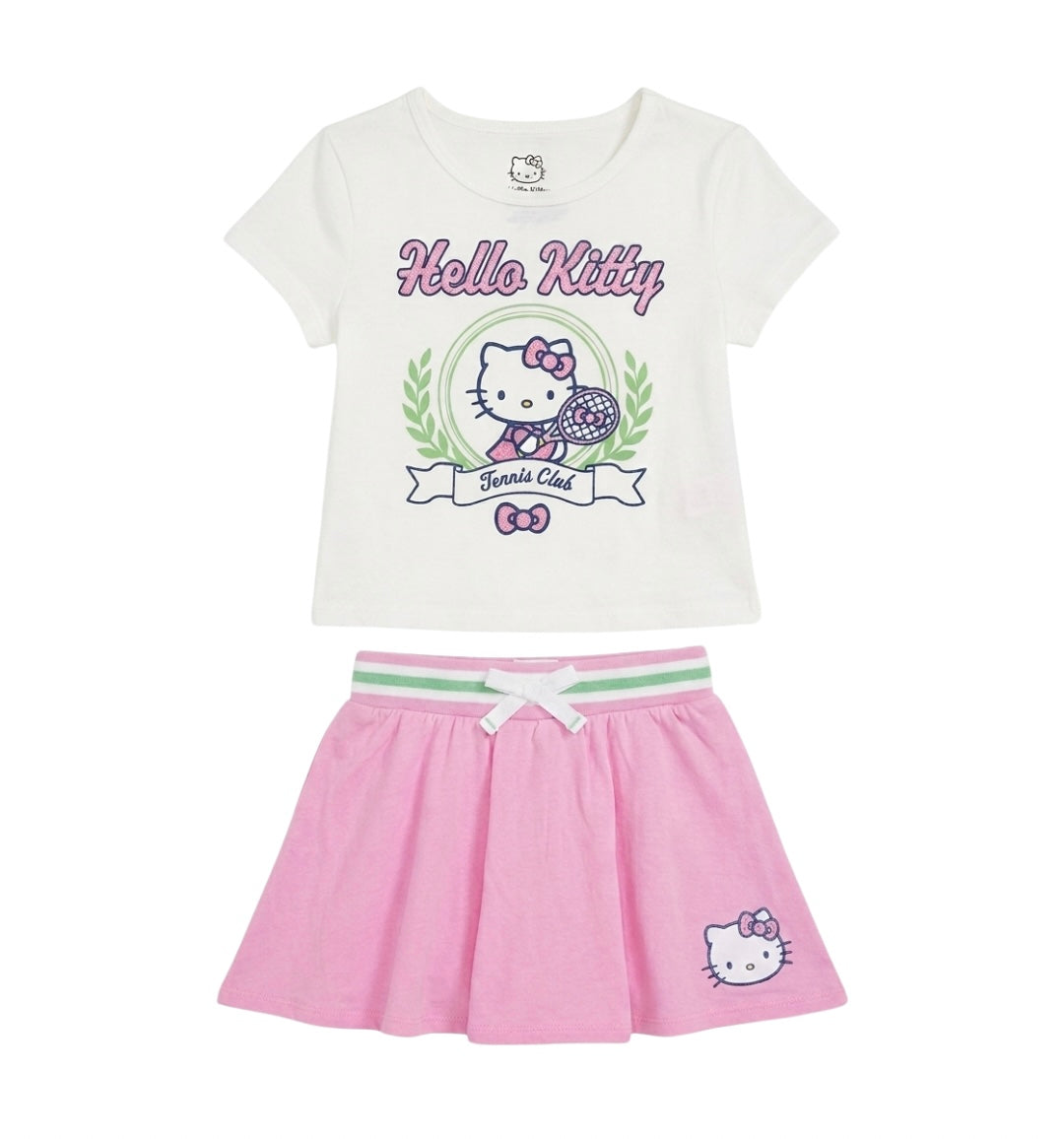 CONJUNTO FALDA SHORT HELLO KITTY BLANCO