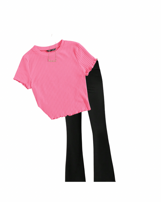 Conjunto Pantalon Negro y Rosa