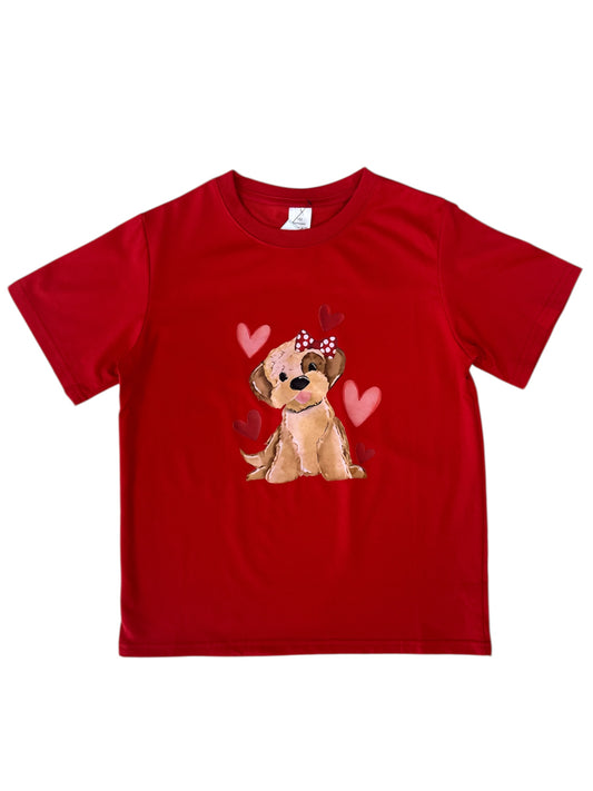 Camisa Roja de Perrita Valentines