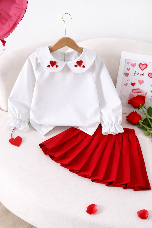 CONJUNTO FALDA ROJO Y BLANCO