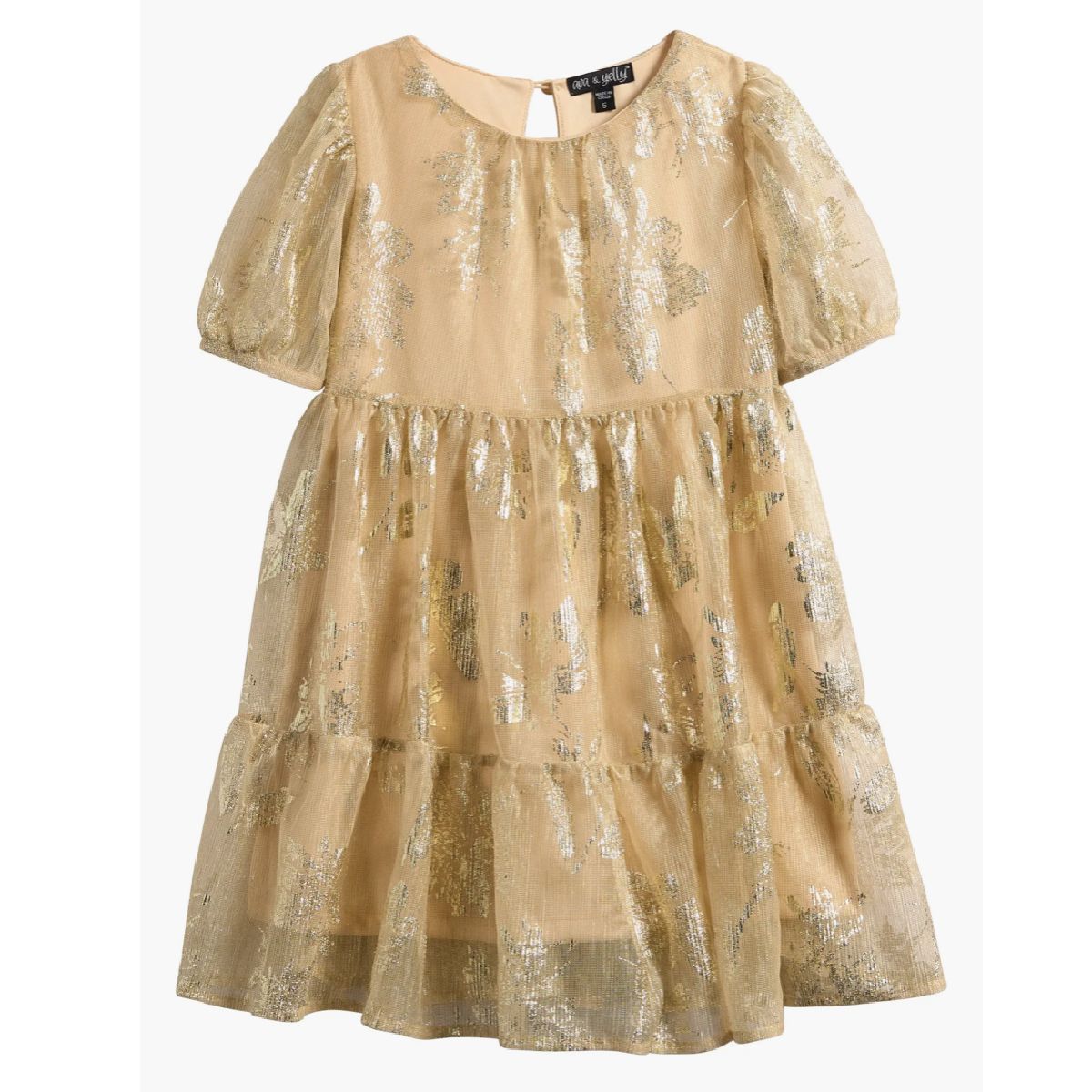 VESTIDO CON ESTAMPADO FLORAL DORADO