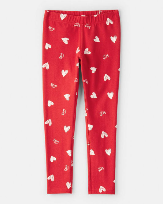 Legging roja corazones blancos
