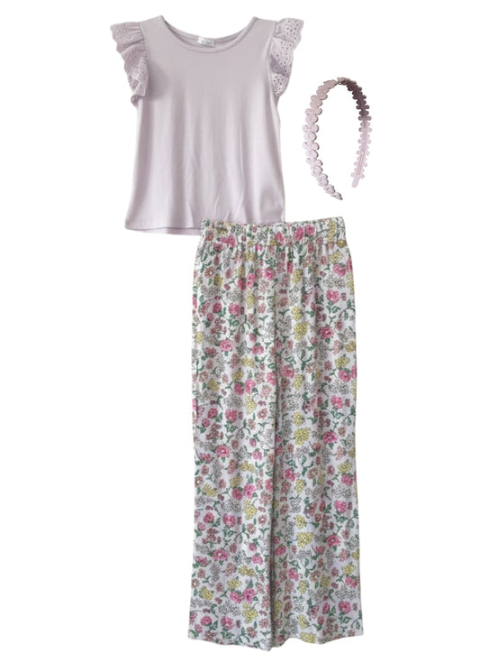 Conjunto Floreado Lila