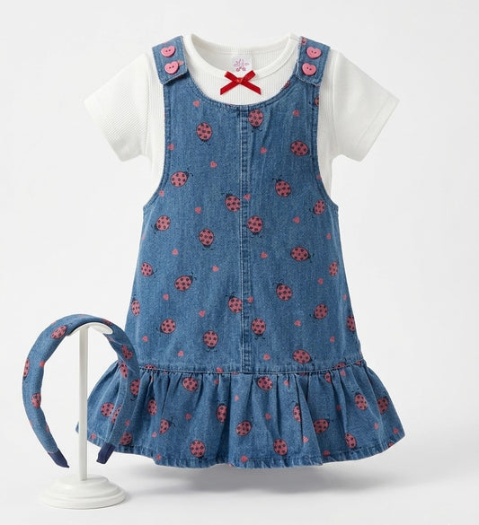 VESTIDO AZUL MARIQUITAS CON DIADEMA