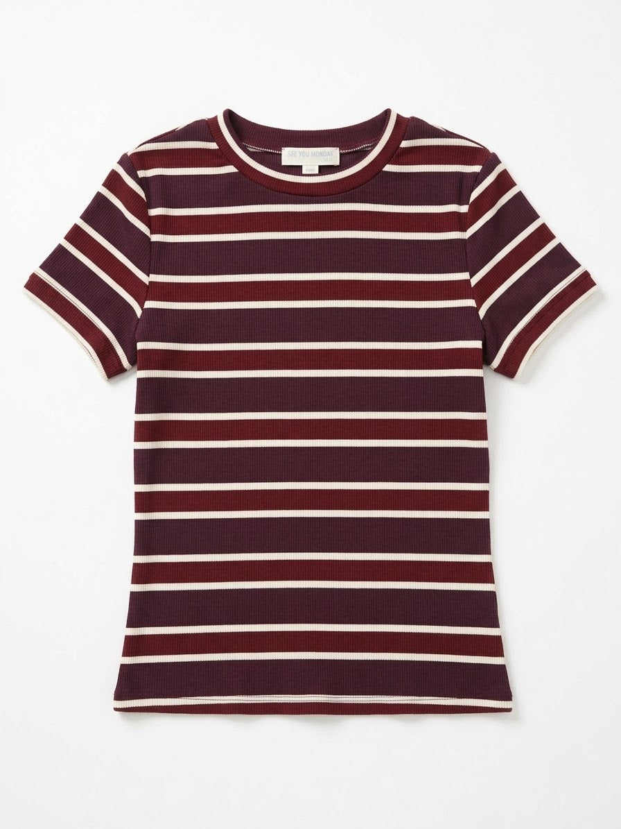 CAMISA RAYADA VINO