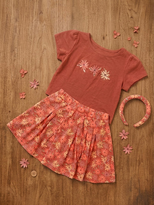 SET 3 PIEZAS FALDA FLOREADA VINO