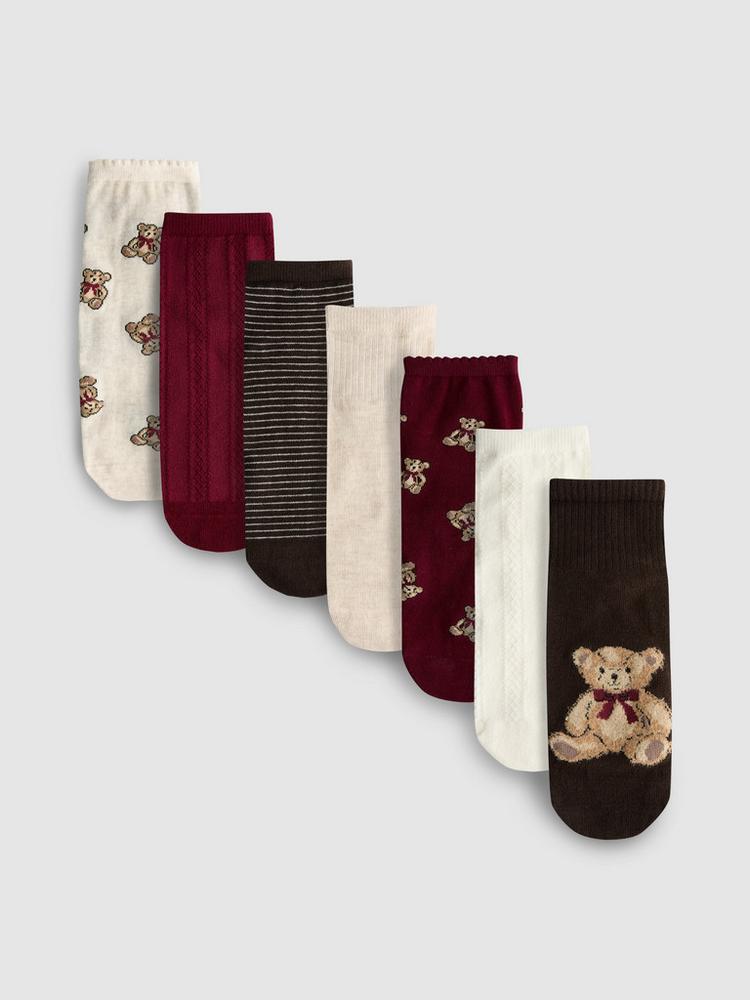 PAQUETE DE 7 PARES DE CALCETINES ESTAMPADO DE OSITO