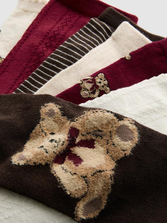 PAQUETE DE 7 PARES DE CALCETINES ESTAMPADO DE OSITO