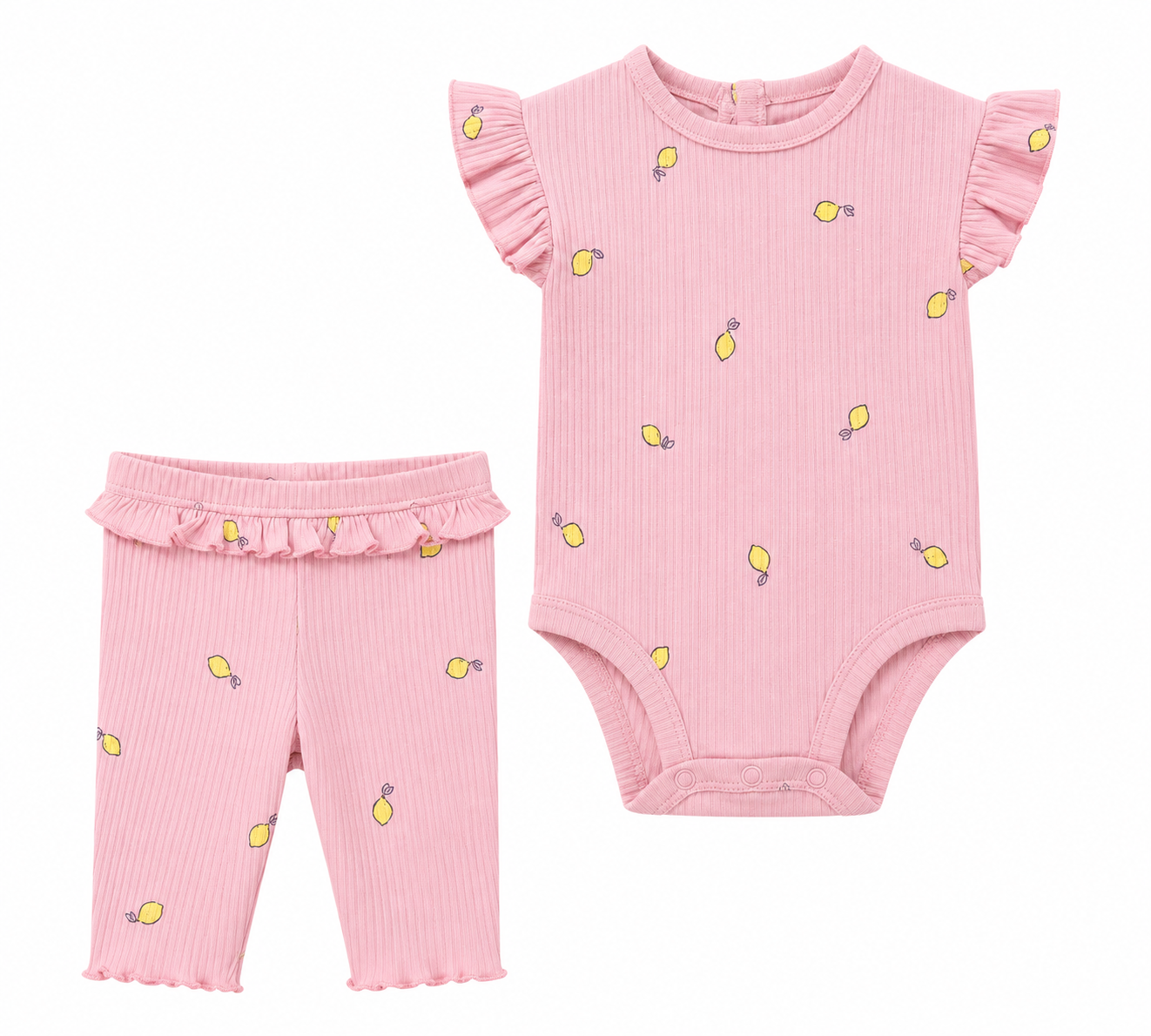 CONJUNTO ROSA VIEJO ESTAMPADO LIMONES