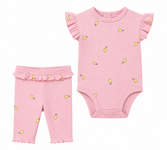 CONJUNTO ROSA VIEJO ESTAMPADO LIMONES