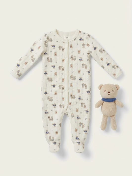 MAMELUCO CON PELUCHE ESTAMPADO DE OSITOS
