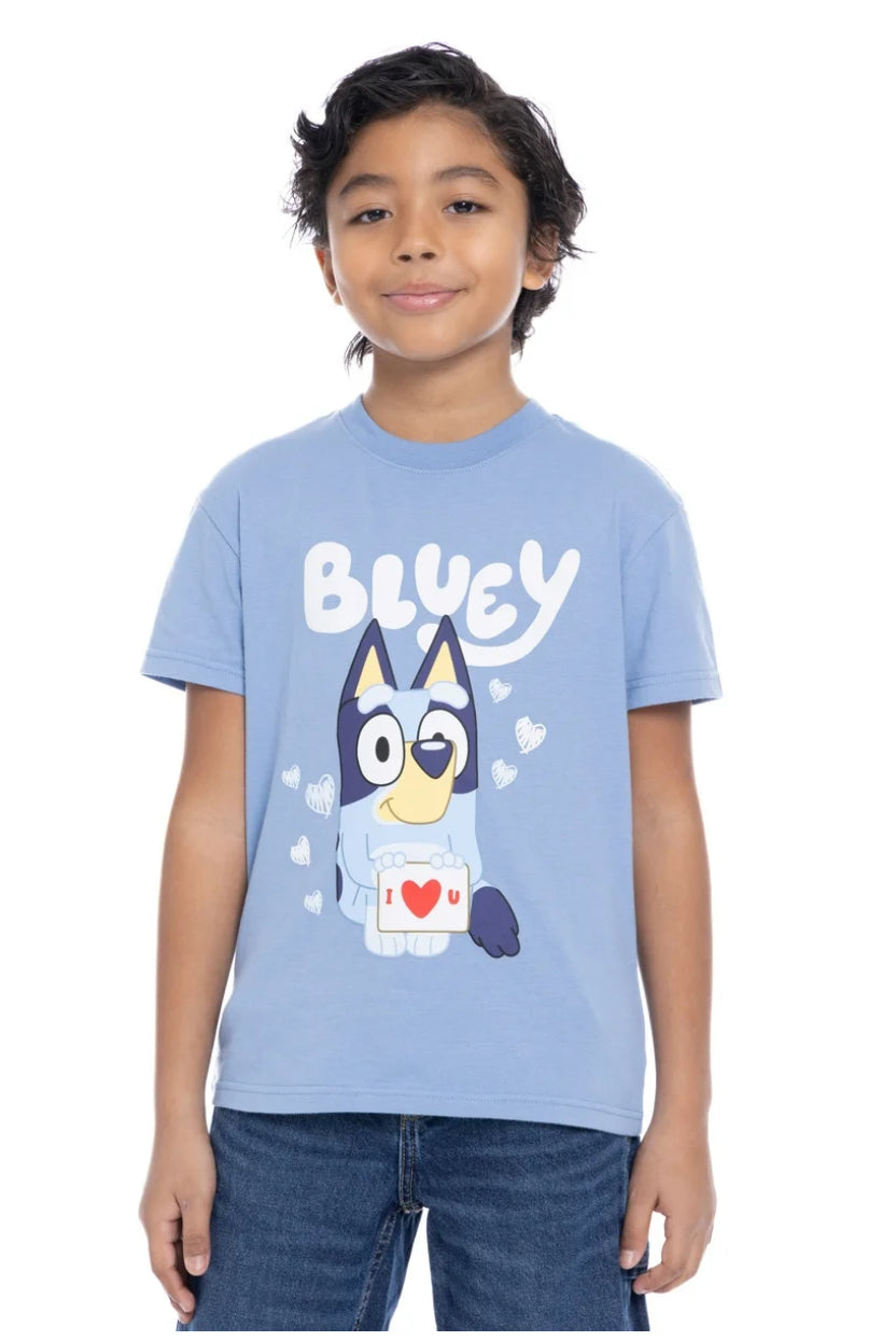 Camiseta Bluey  Azul  San Valentin