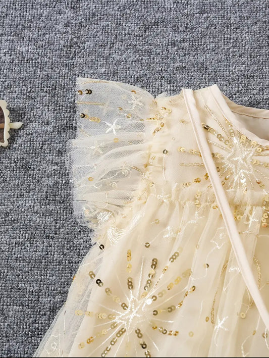 Vestido De Tul Dorado