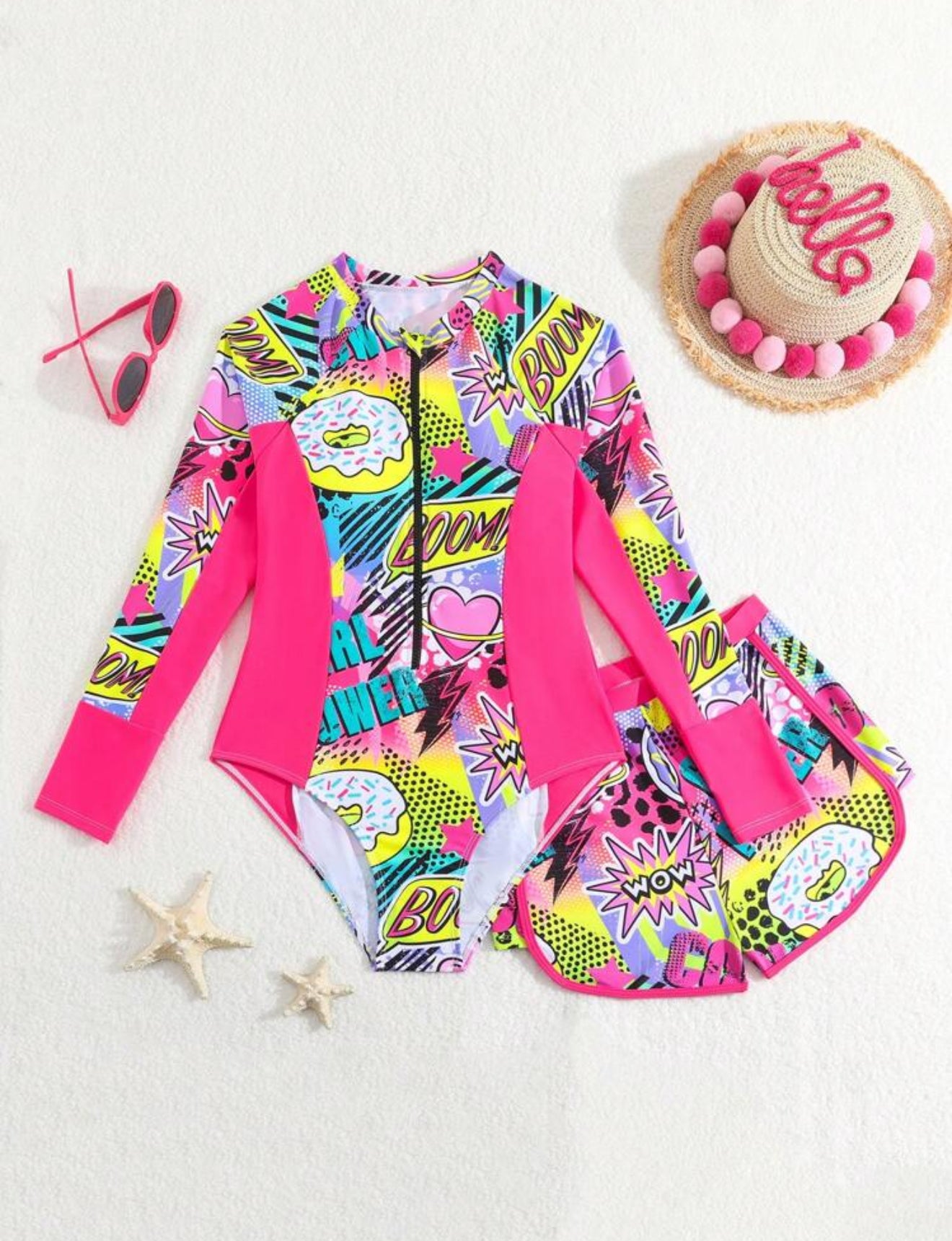 Traje de baño multicolor con short teen