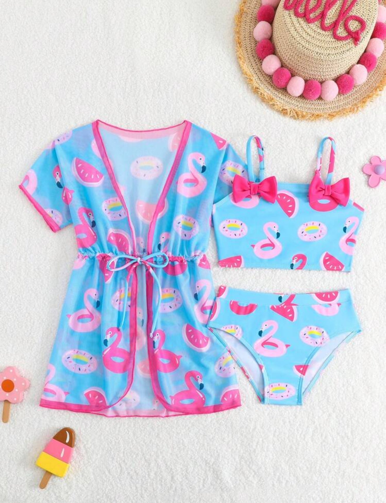 Set de traje de baño y salida flamingos