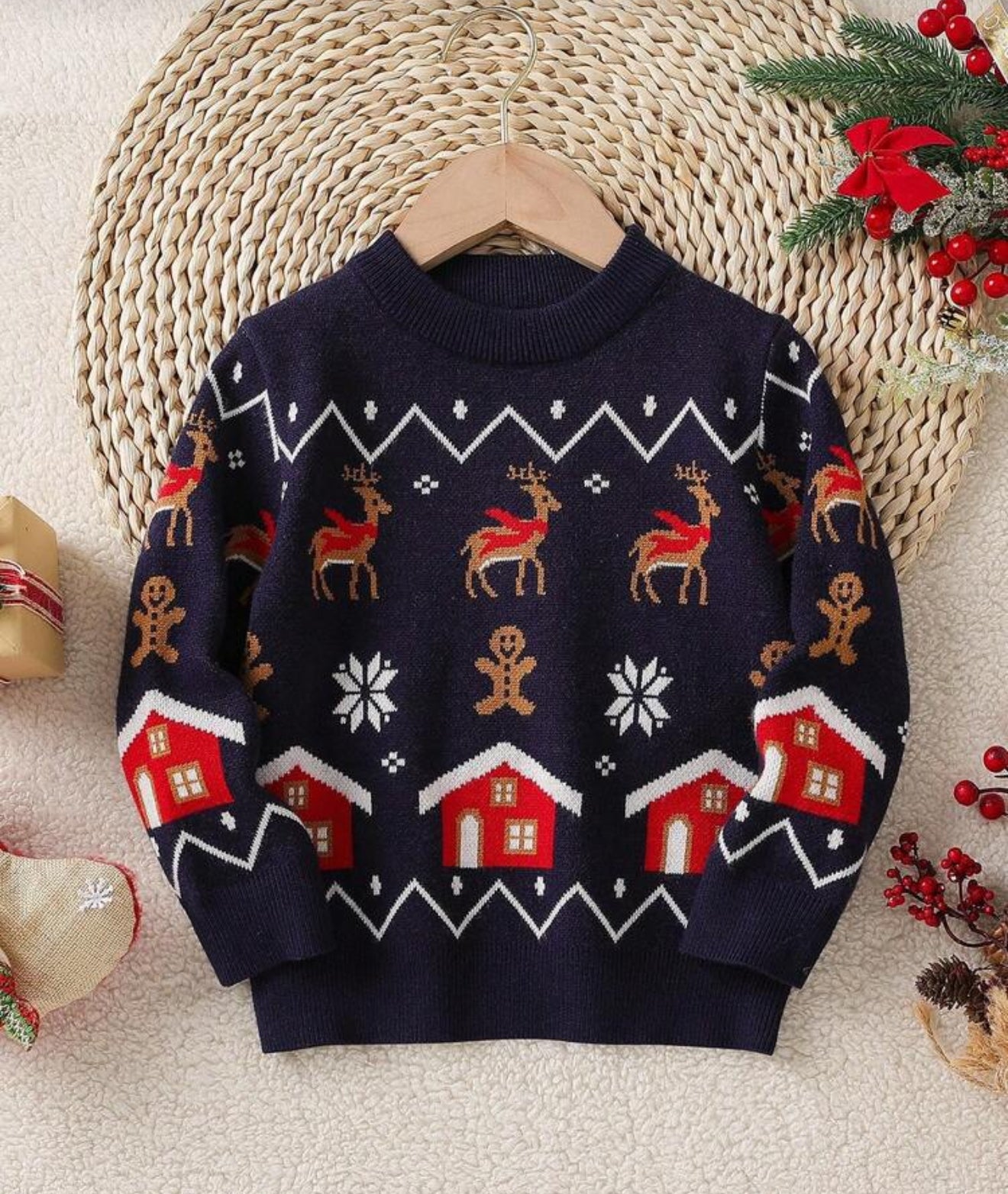 SUETER Navidad Azul casitas