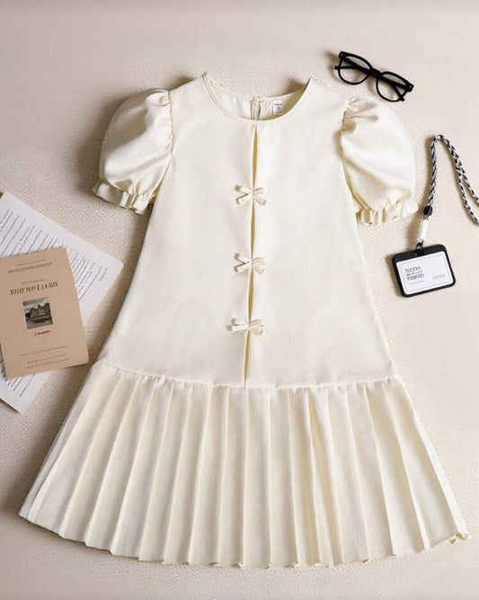 VESTIDO BEIGE CHONGUITOS Y PALETONES TEEN