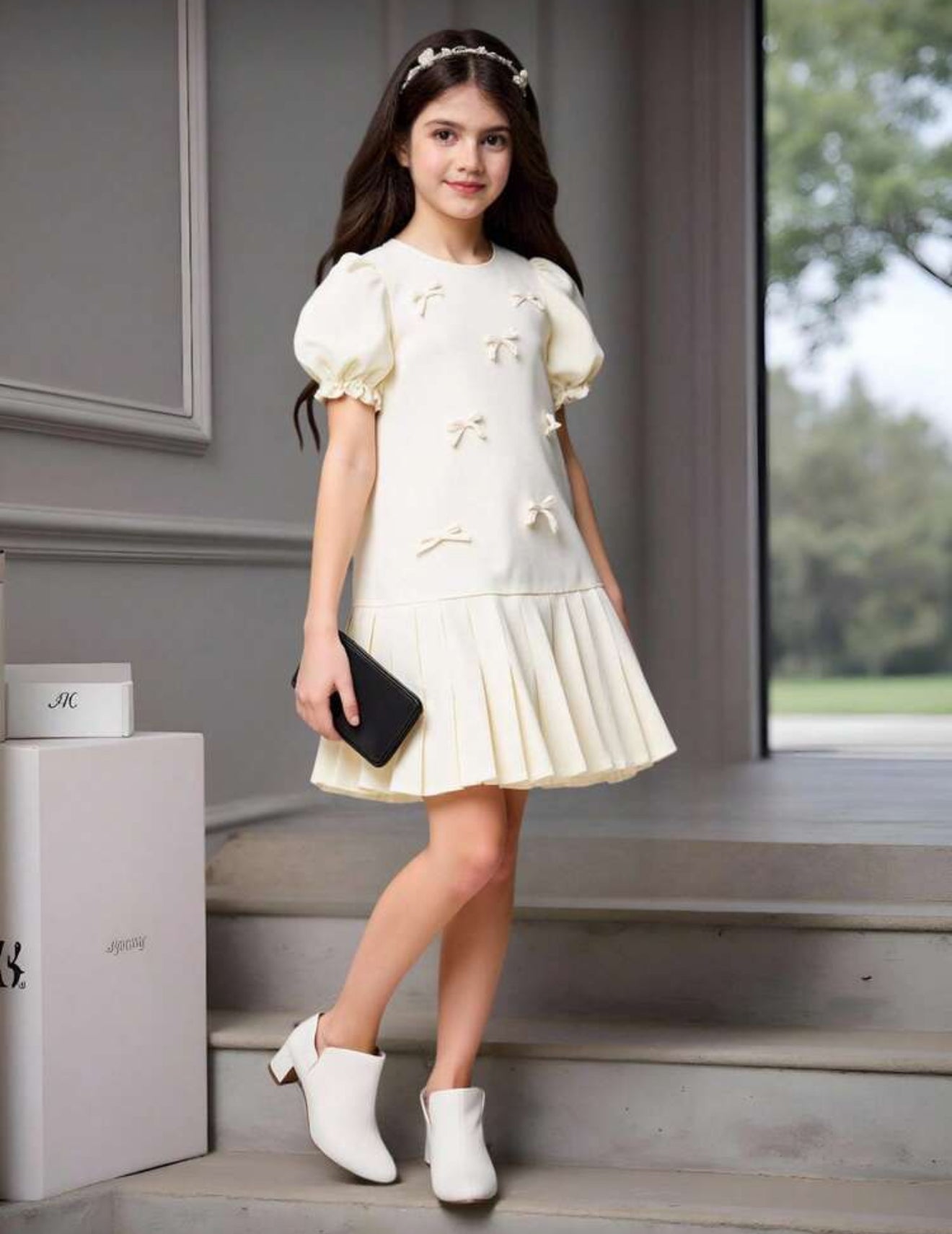 VESTIDO BLANCO CHONGUITOS Y PALETONES