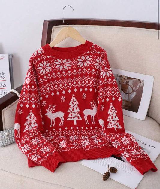 SUETER ROJO RENOS NIÑA GRANDE