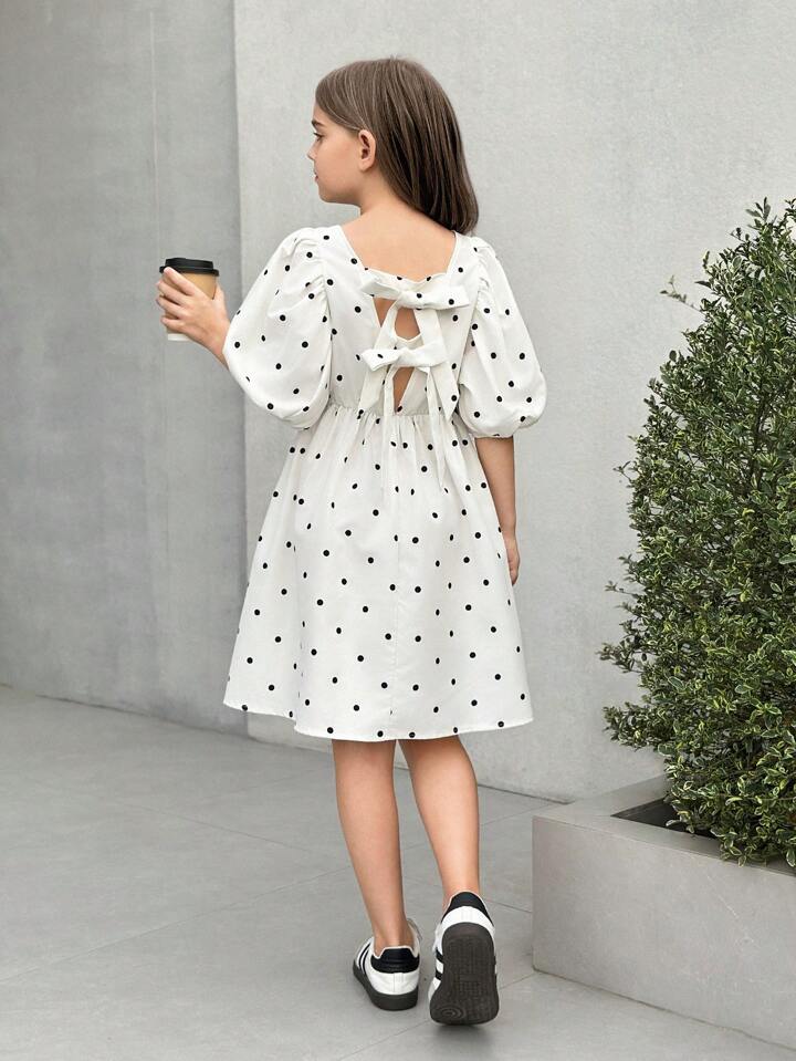 VESTIDO BLANCO CON PUNTITOS NEGROS