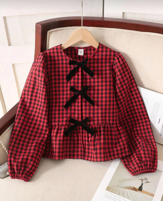 Blusa chongos rojo cuadriculada