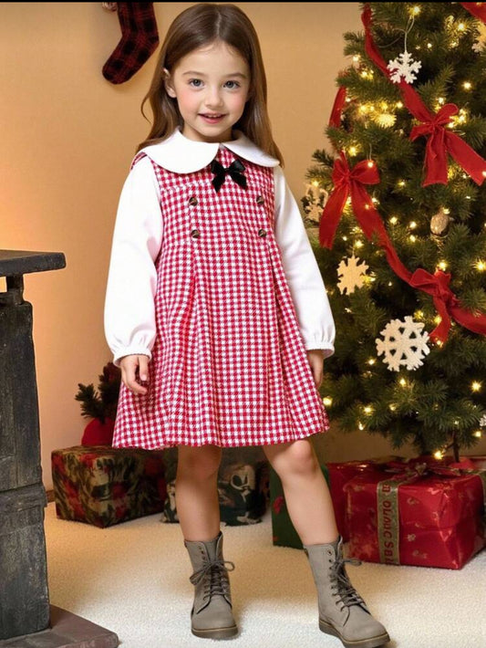 Vestido cuadriculado rojo y blanco