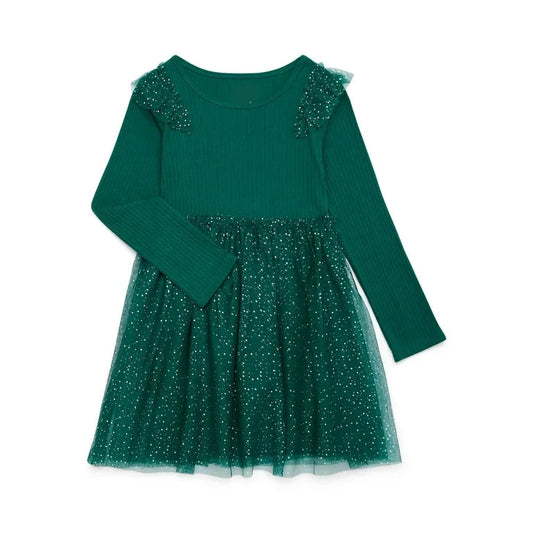 Vestido Verde Manga con falda tul