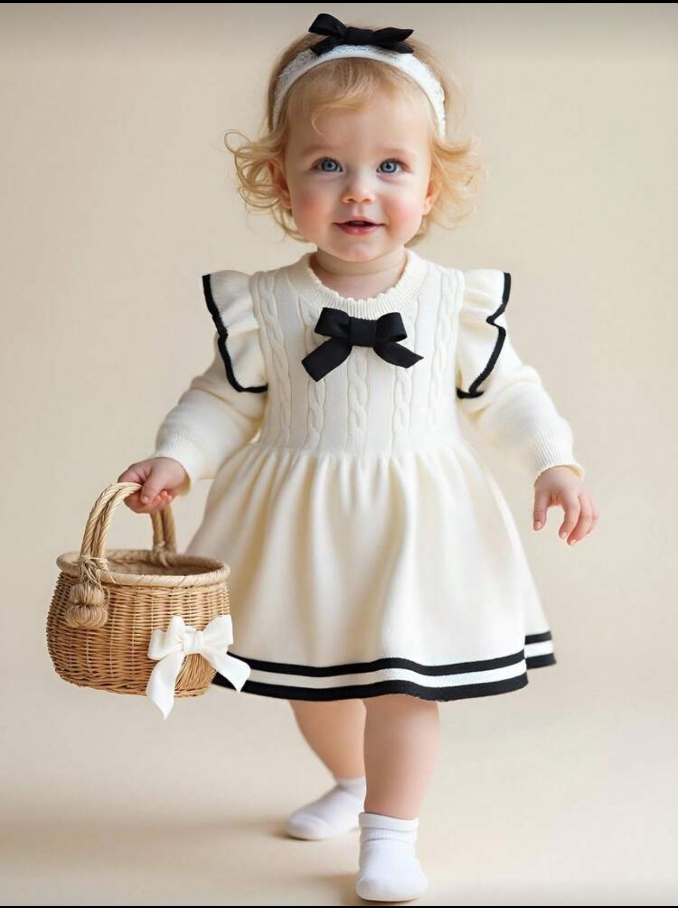 Vestidosueter blanco y negro bebe