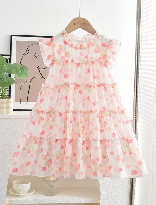Vestido flores tulipanes rosa