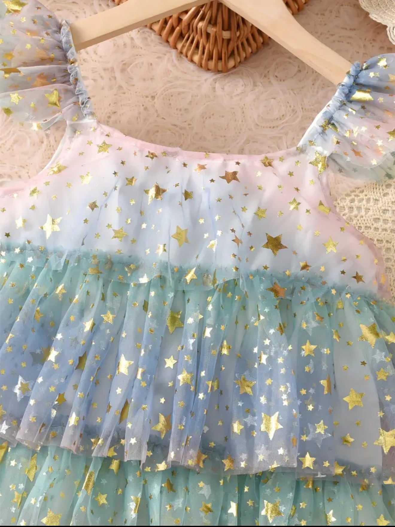 Vestido Estrellitas doradas tul