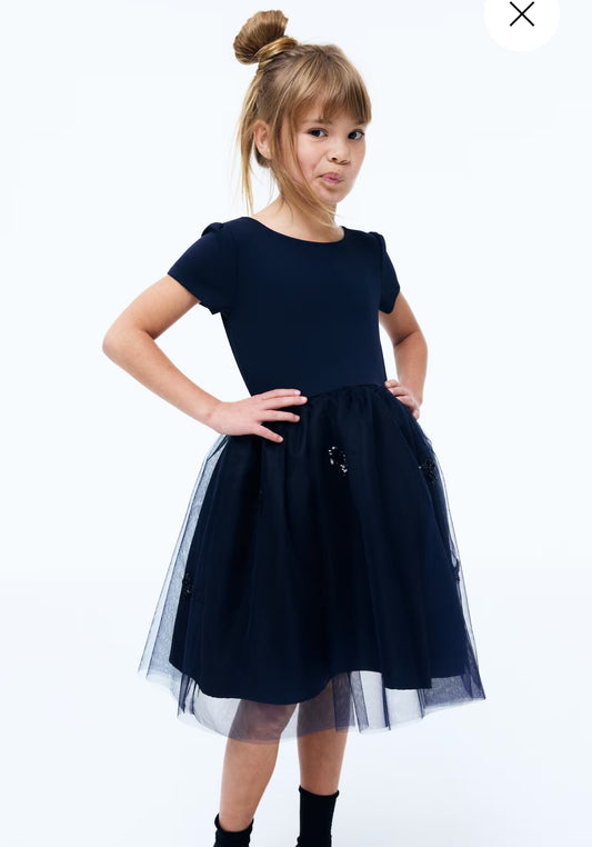 VESTIDO HM AZUL MARINO TUL