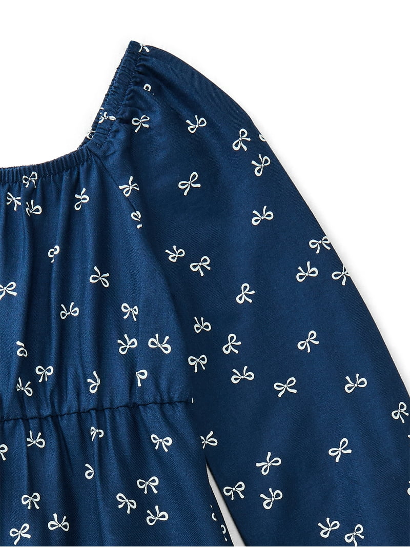 Vestido Azul Marino Estampado de Chongos Blancos