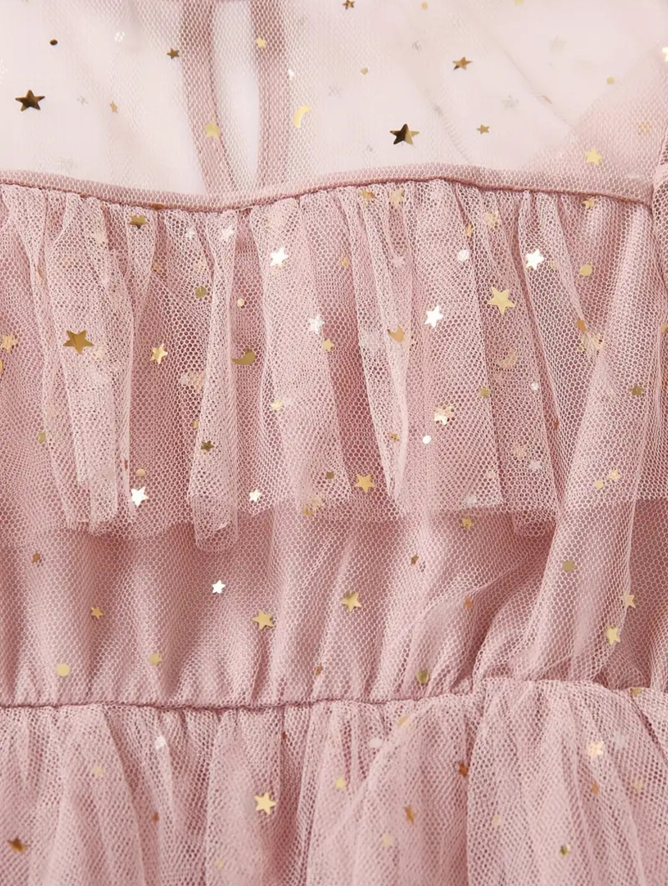 Vestido tul estrellas rosa viejo