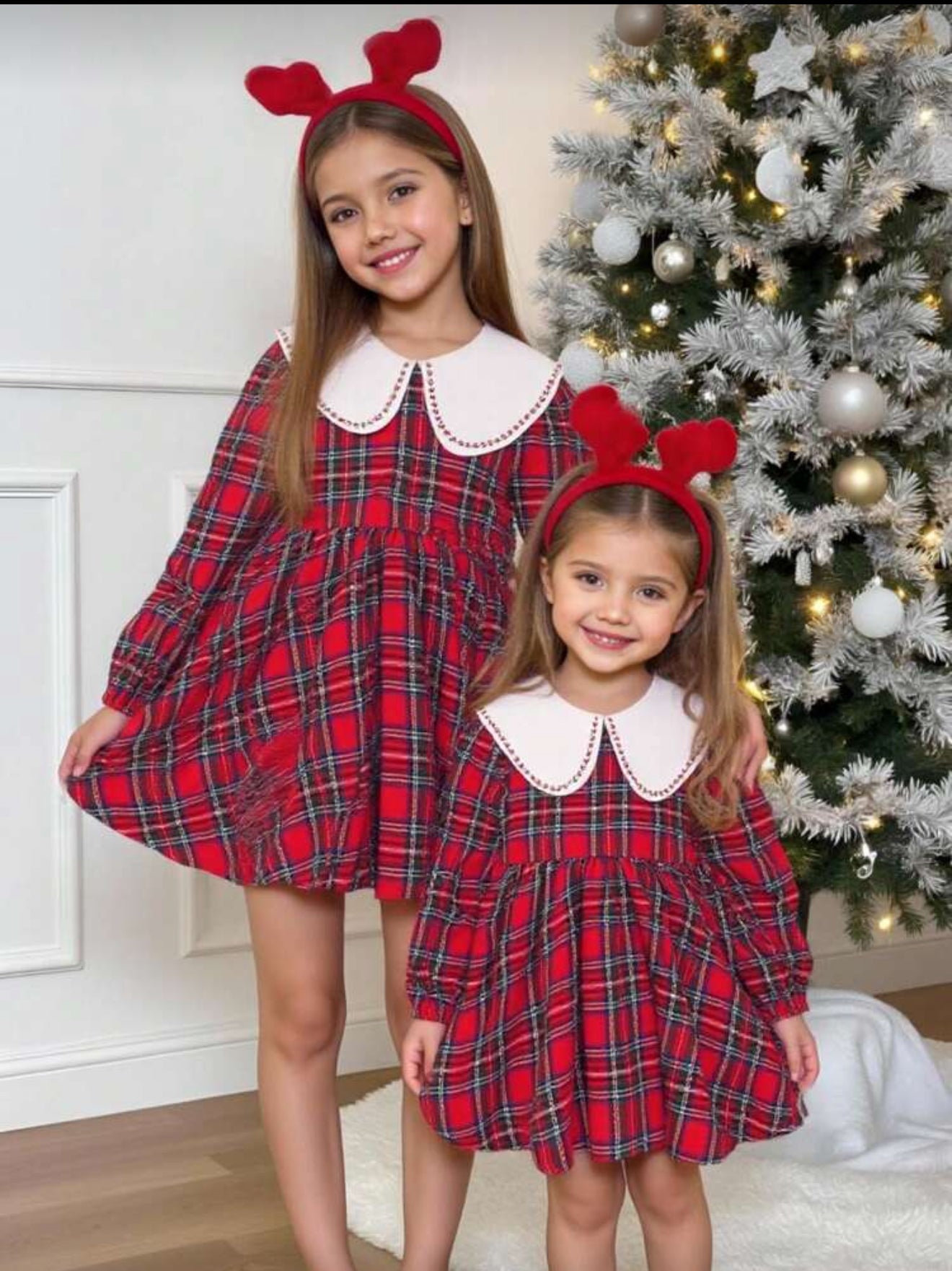 vestido rojo navideño cuello flores