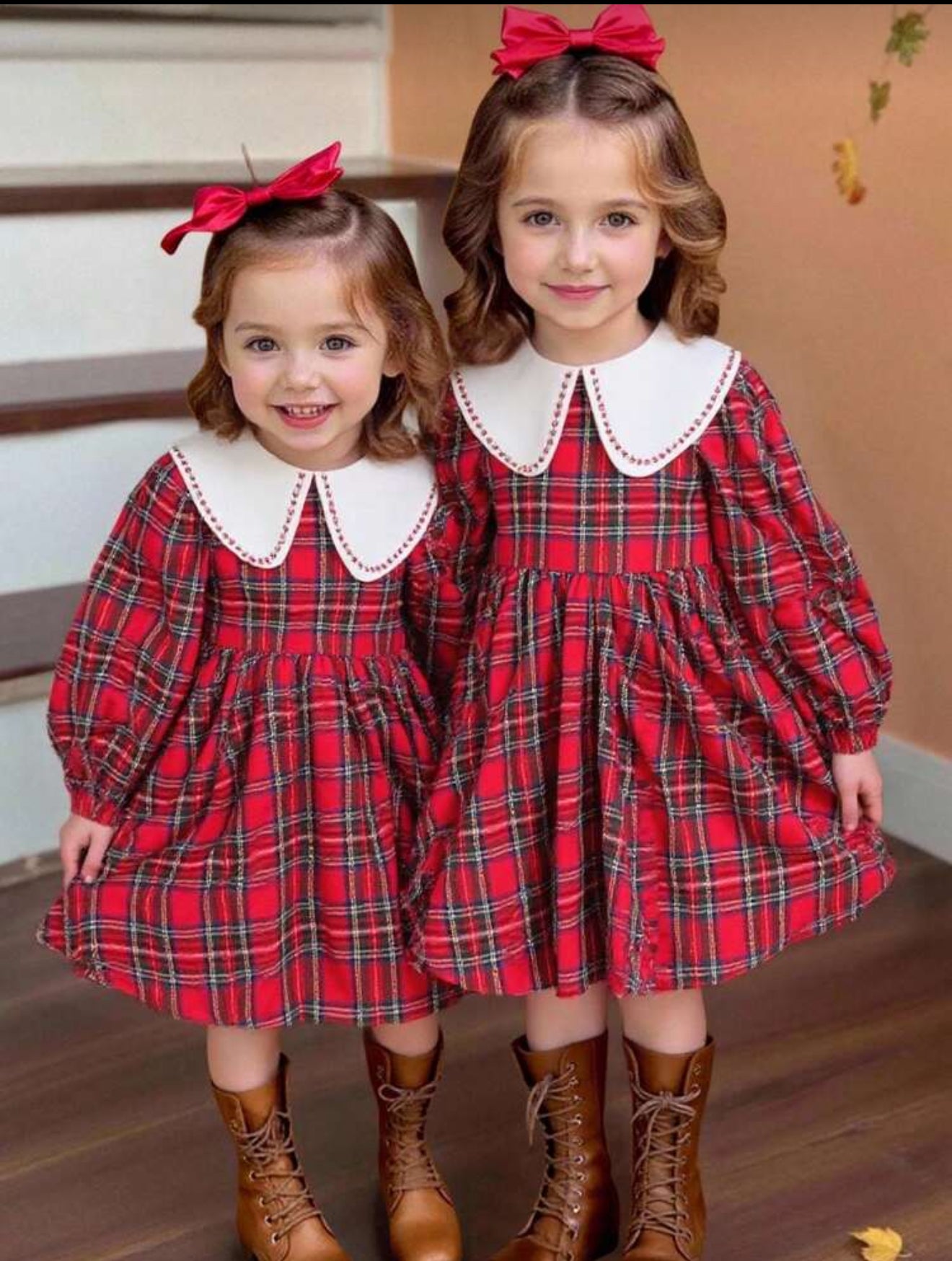 vestido rojo navideño cuello flores