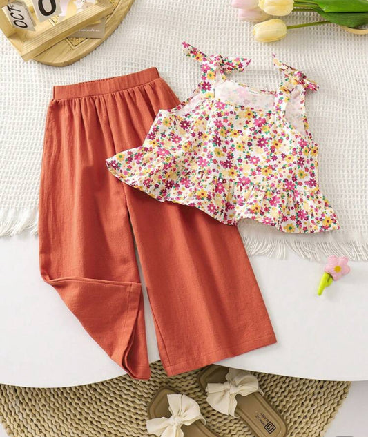 set palazzo y top flores