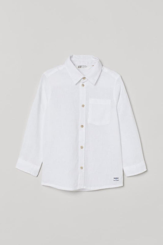 Camisa de Botones Blanca de Lino
