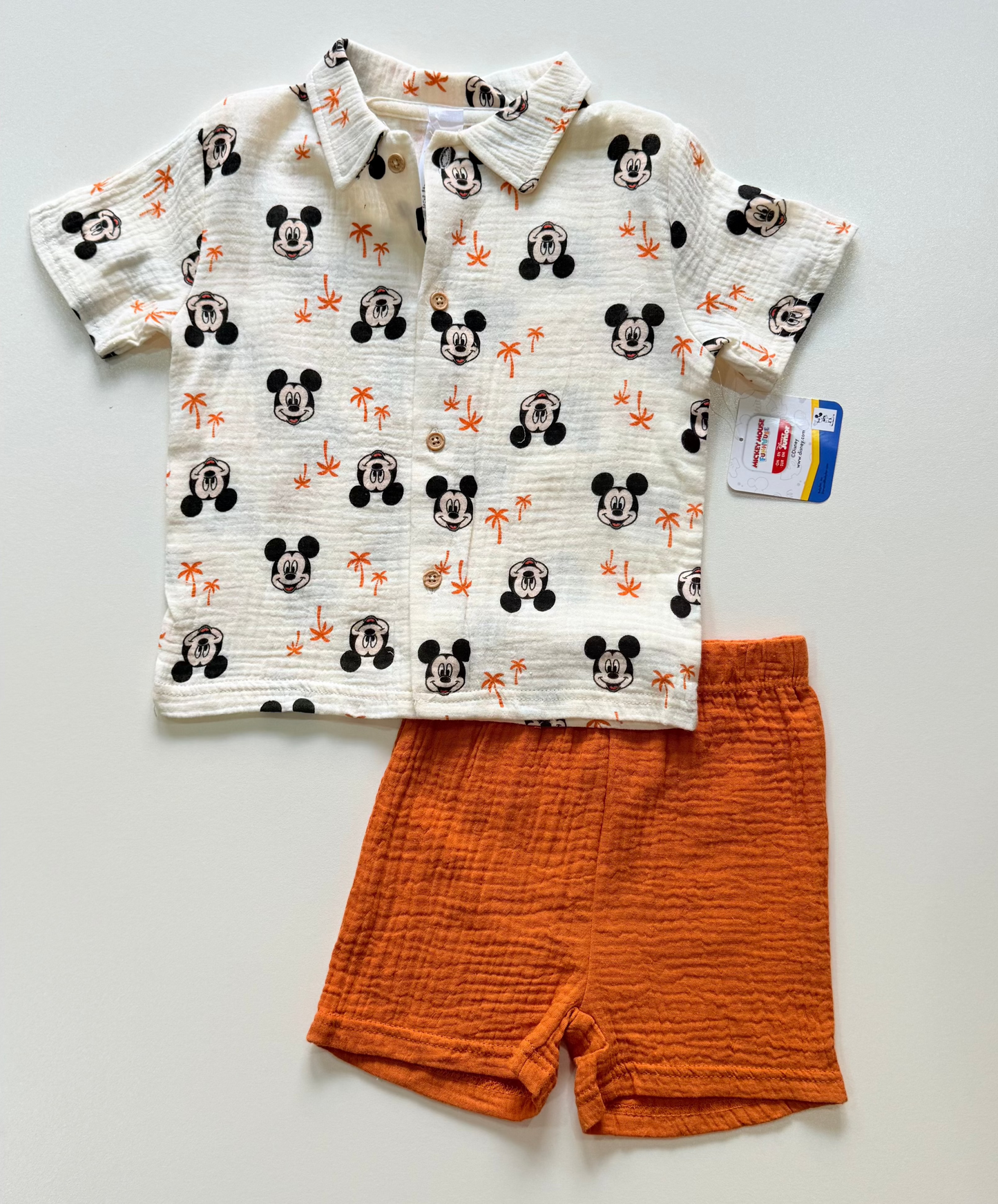Conjunto Mickey algodón color naranja