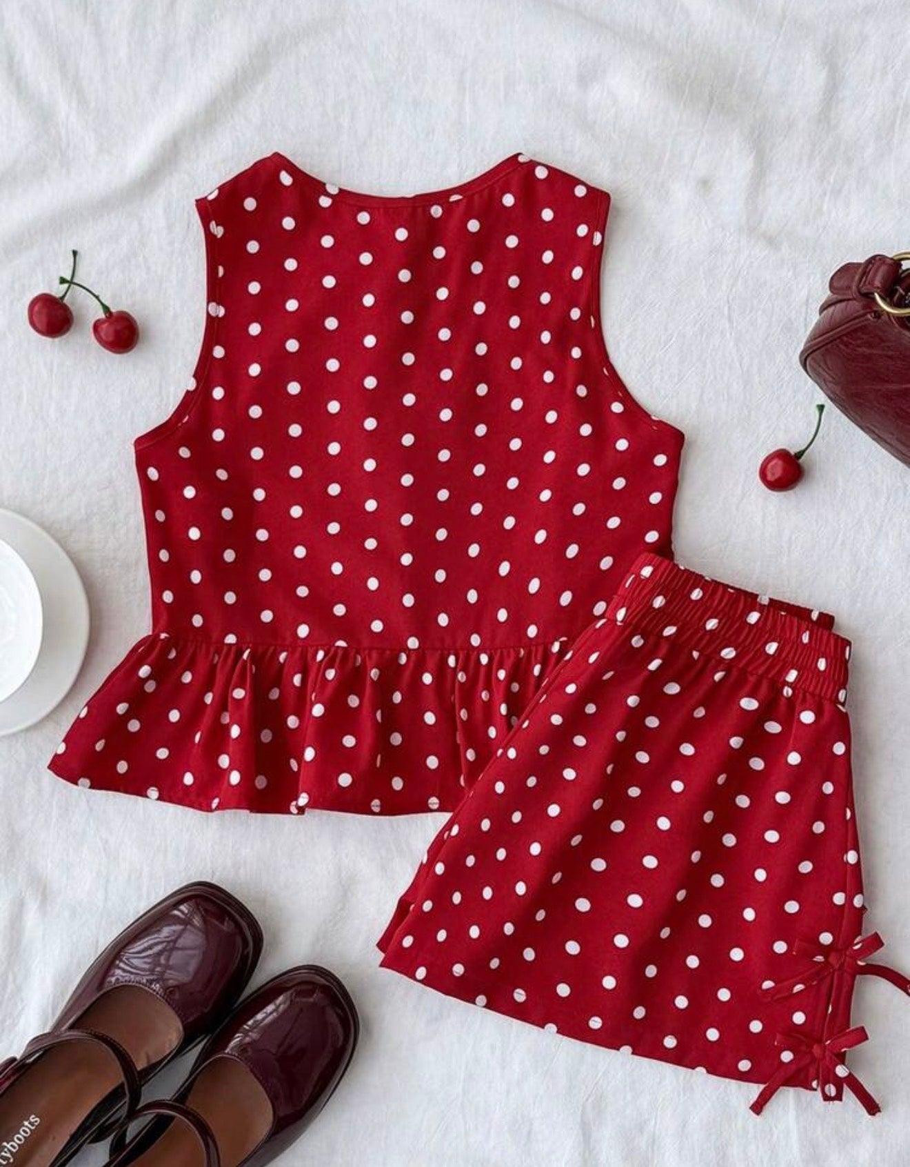 CONJUNTO ROJO SHORT POLKA DOTS