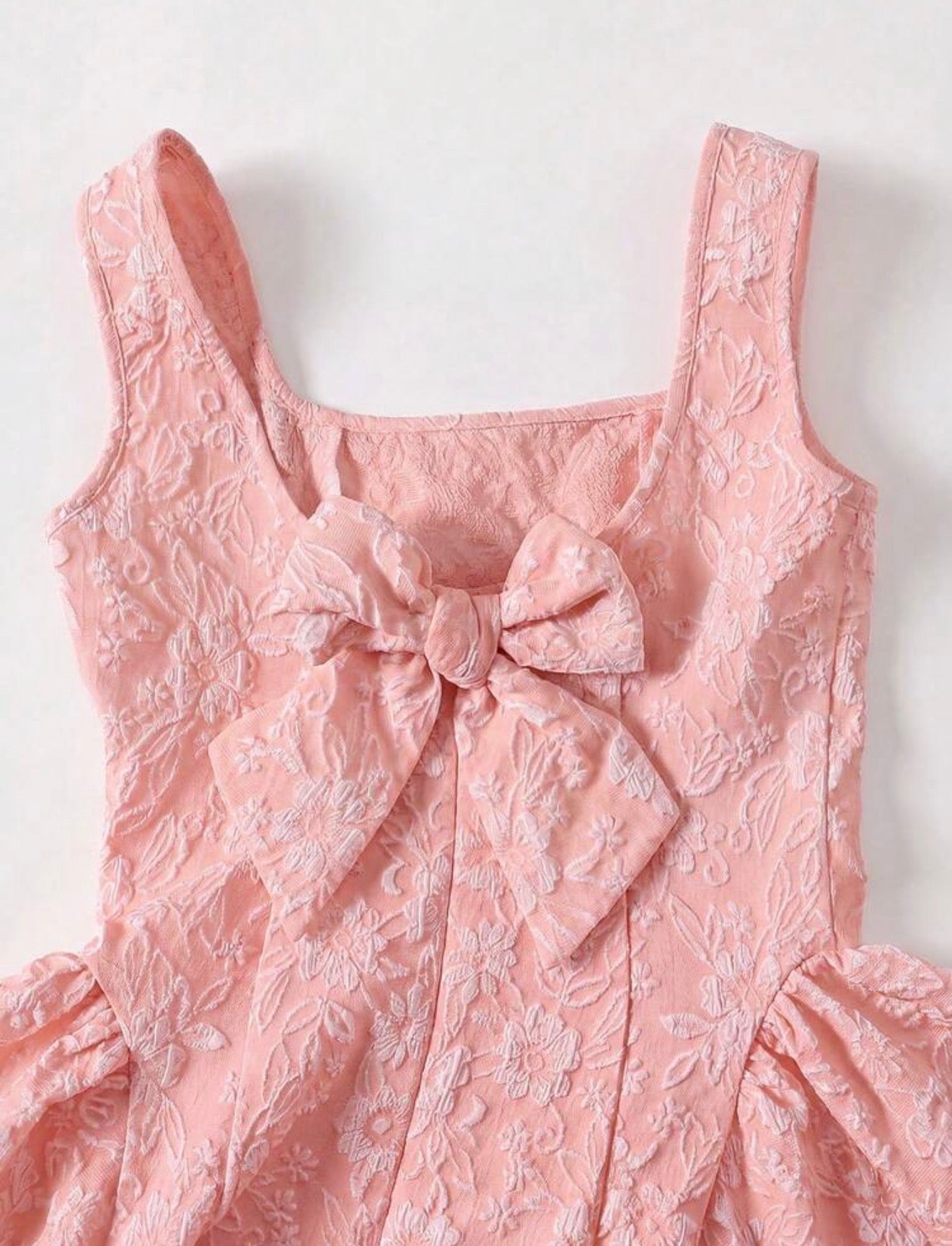 VESTIDO SALMON CHONGO EN LA ESPALDA TELA CREPE
