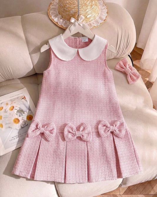 VESTIDO TWEED ROSA CUELLO PETER PAN