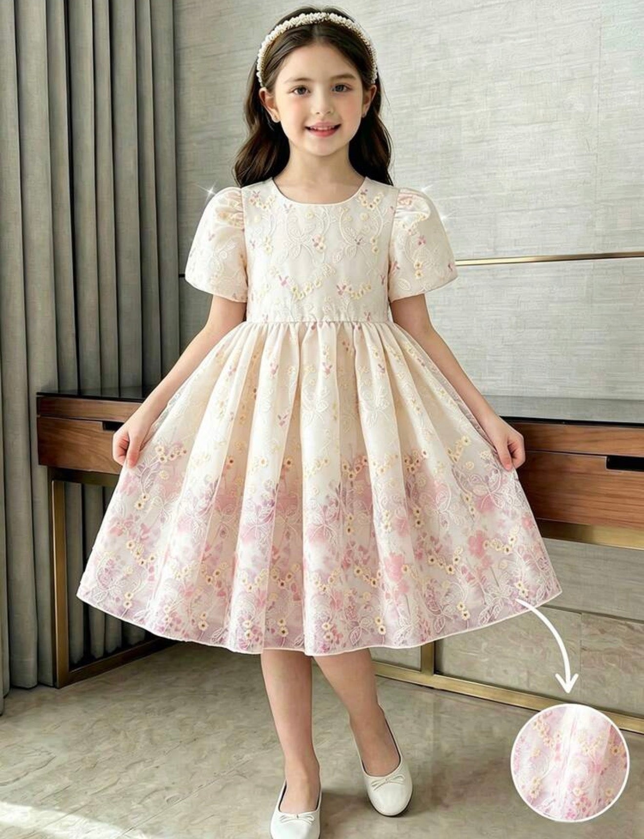 VESTIDO ENCAJE FLORAL COLORES PASTEL