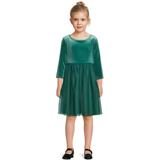 Vestido terciopelo y tul Verde