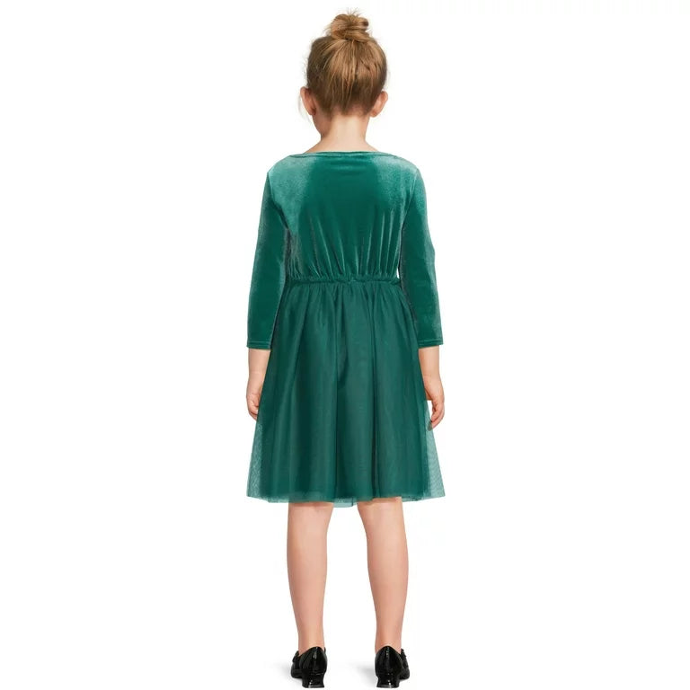 Vestido terciopelo y tul Verde